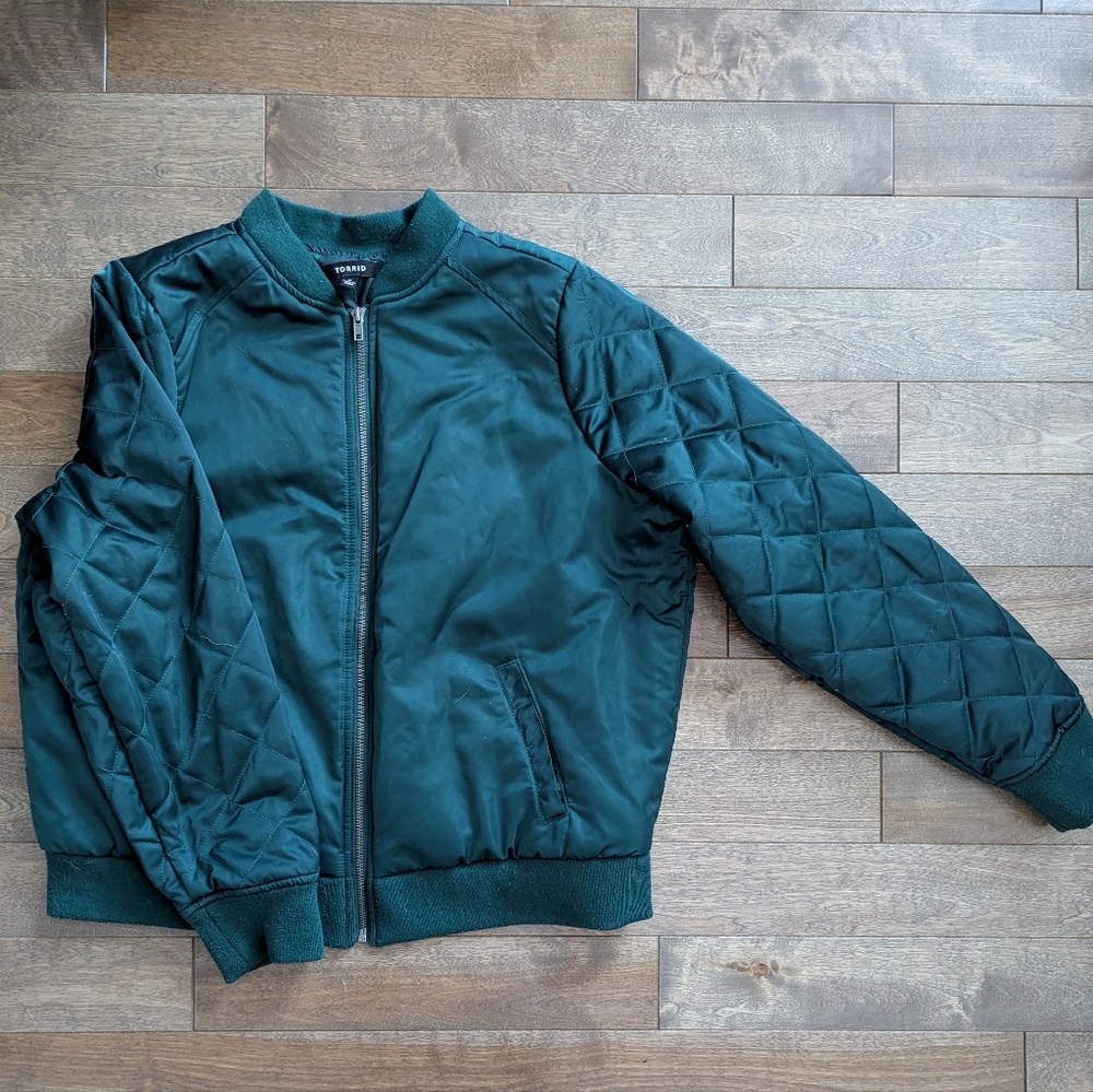 Torrid Quilted Green Bomber Jacket